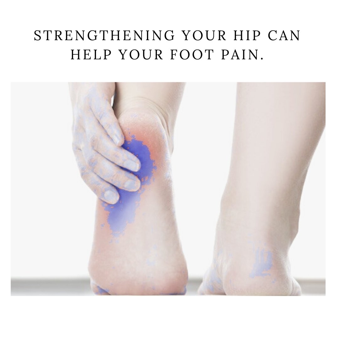 BodyTechPhysio's tweet image. Foot pain isn't always from the foot. Although the foot may be the site of pain, it is not always the root cause of pain. Strengthening your hip can influence how the foot functions and decrease symptoms of foot pain. 
#footpain #heelpain #archpain #bodytechphysio #hipstrength