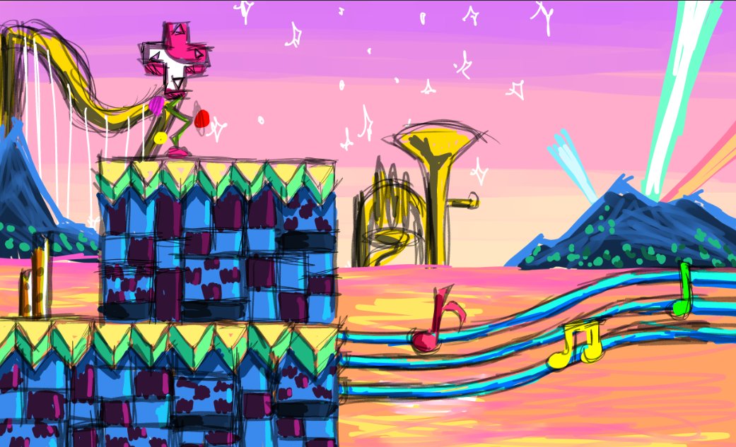 Snackkugammu's tweet photo. so a few weeks ago, me and @SAWhane25 decided to make a collaboration, which is essentially making @/teelopesmusic's funky hill into a real stage! he did the sketch, and i did the sprite art, hope you enjoy! #SonicTheHedgehog #pixelart #Sonic # troll https://t.co/SjCV28Xmea