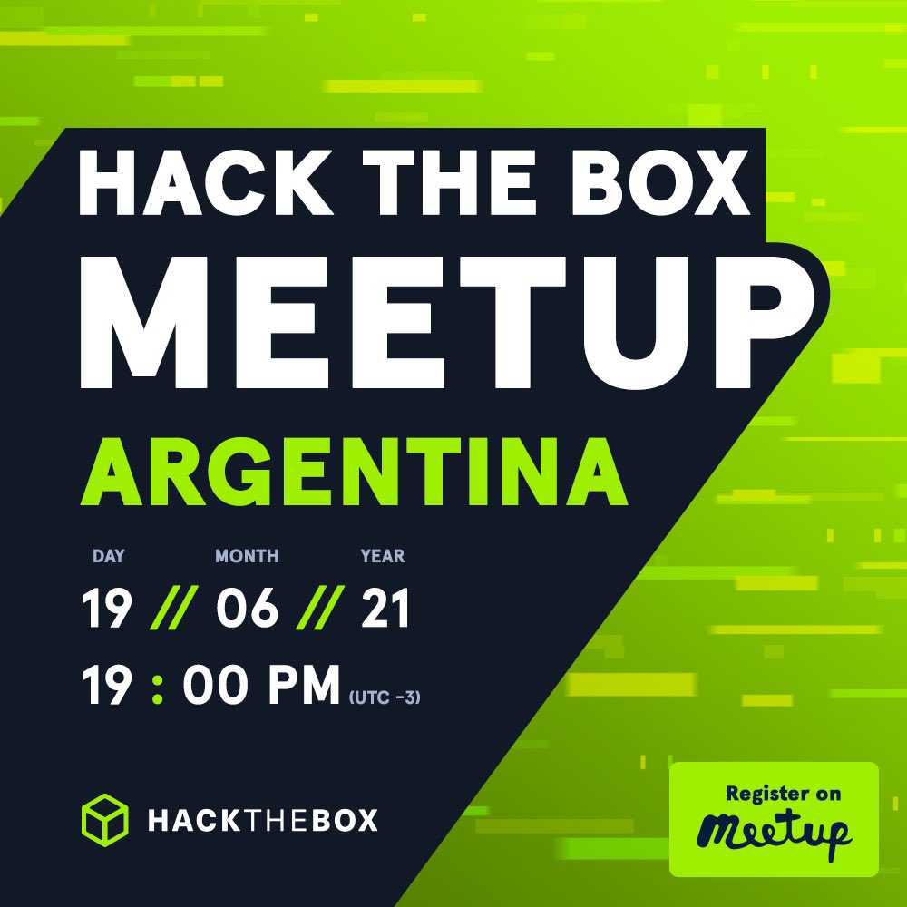 Nacho (@nachoct) on Twitter photo Cada vez mas cerca el meetup numero 6 de <a href="/hackthebox_eu/">Hack The Box</a> . Es online, es gratis… no tenes excusa!!!
Link de registro:
meetu.ps/e/K2vCD/RDCSL/a #HackTheBox #Hacking #Pentesting Cada vez mas cerca el meetup numero 6 de <a href="/hackthebox_eu/">Hack The Box</a> . Es online, es gratis… no tenes excusa!!!
Link de registro:
meetu.ps/e/K2vCD/RDCSL/a #HackTheBox #Hacking #Pentesting