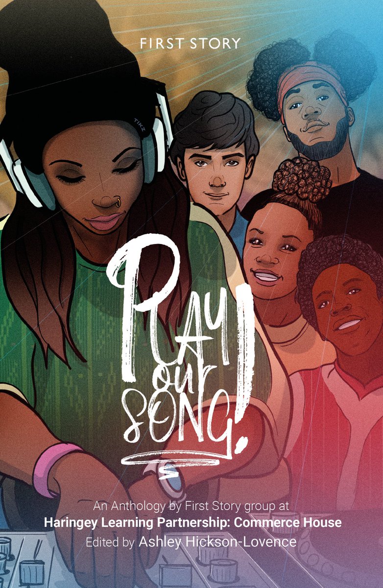 AHicksonLovence's tweet photo. The ‘Play Our Song!’ anthology from the Year 11s at @HaringeyLP will be officially launched on Thursday 10th June, 5pm at Commerce House. It’s a thing of beauty, inside and out. What a way to cap off my first year with @FirstStory
(Amazing front cover design by @MonkeysvsRobots) https://t.co/PQRuBHkLLc