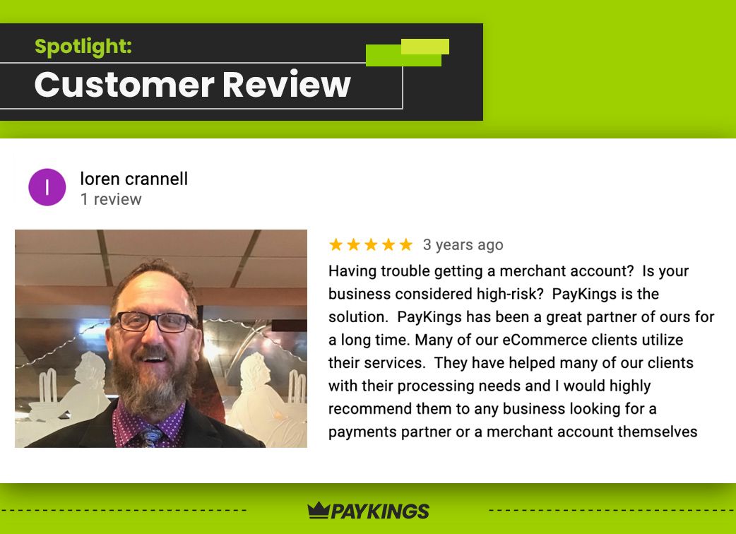 paykings's tweet photo. Thank you so much to Loren Crannell for your nice #review of #PayKings! We are always happy to hear from our #merchants and partners. https://t.co/HGRa9hWiF3