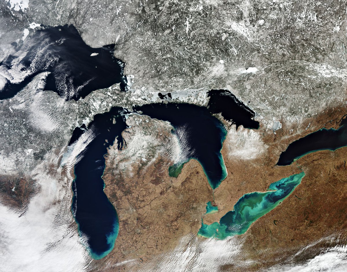 The Great Lakes, suitably named, from space. My home. 
Details: bit.ly/3hZR6lL  <a href="/esa/">European Space Agency</a>