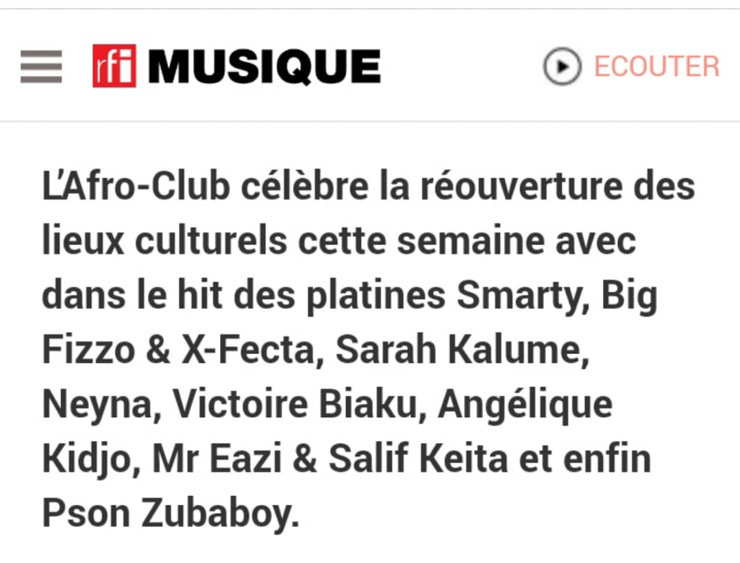 victoire_biaku's tweet photo. Mes Victorious ✌🏽,
Depuis hier ma nouvelle chanson a fait son entrée dans la Playlist de @RFIMusique
▼
https://t.co/ic1wcRR03l
🦵🏽<<DÉ AFÔ>>🦵🏽 clip officiel => https://t.co/cFHdMW5w2S
#HitDesPlatines #DJFaceMaker #AfroClub #VictoireBiaku #DeAfo @DJFMK https://t.co/cFSBGvWbwH