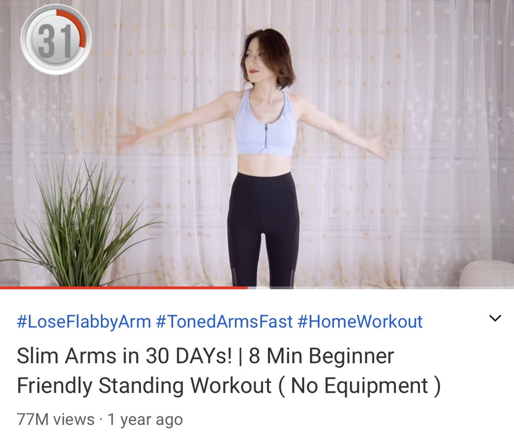 ออกกำลังแขนคลิปนี้คือเบิร์นไฟลุกมากก ทำมาสองอาทิตย์แบบไม่สม่ำเสมอแต่รู้สึกว่าแขนกระชับขึ้นนะ ไม่ได้เล็กลงขนาดนั้นเพราะความไม่สม่ำเสมอ 555555 เดี๋ยวลองทำทุกวันว่าจะเป็นไง ชอบคลิปของ april han ท่าเค้าง่ายแต่เมื่อยมาก ทำติดต่อกันนานๆคิดว่าน่าจะได้ผลดี ยิ่งคุมอาหาร คาดิโอด้วยยิ่งดี