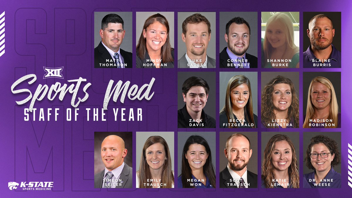 kstatesports's tweet photo. Battling through the most challenging year in the field of collegiate athletic training, the K-State Sports Medicine staff has been selected the best in the @Big12Conference for the 2020-21 athletics year. 

📄 https://t.co/aDpXCxI6nP

@KStateHHS x @KStateFNDH https://t.co/fIcv2v44OQ