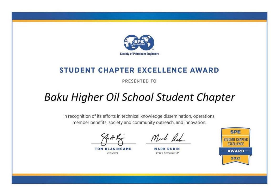 Congratulations to the Student Chapter Excellence Award Winners Baku Higher Oil School and Khazar University Student Chapters! 
Thank you for your effort, dedication, and energy that has been invested in this achievement!
#chapter #award