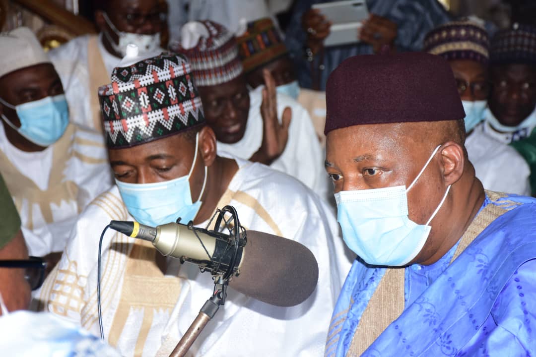 GovBorno's tweet photo. .@ProfZulum, @KashimSM serve as Walis at wedding of Borno SSG’s son, daughter.. https://t.co/YxOMhpzwqV https://t.co/b6II6MRclg