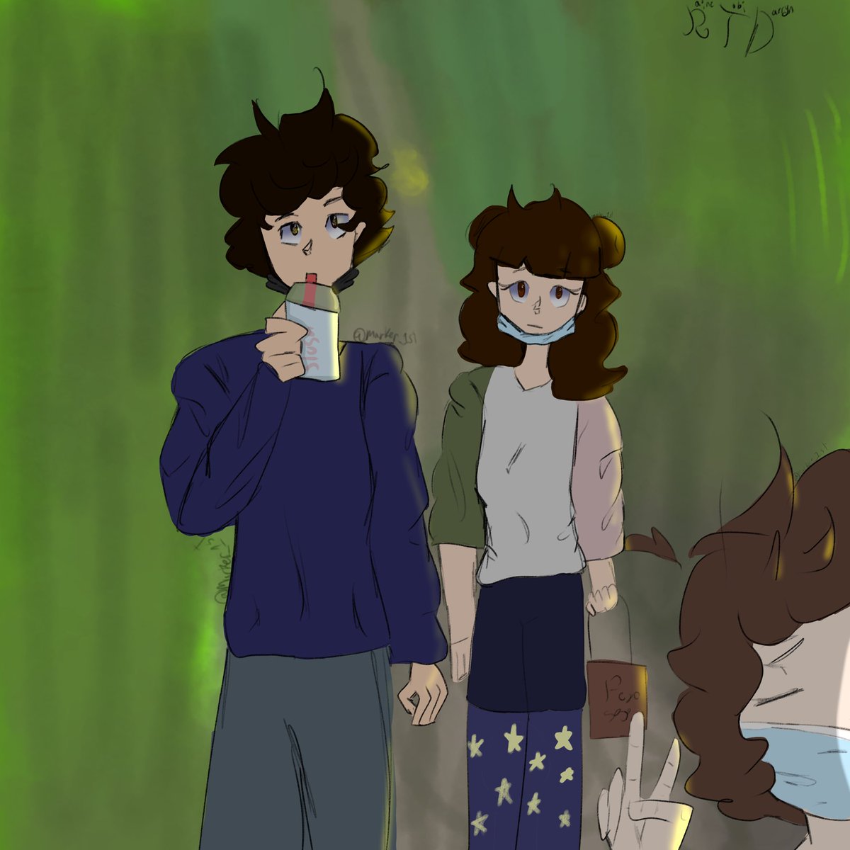 Marker_1st's tweet photo. “We walked on a trail- now we are Lost send help-“ - Gutz / Tobi
RDT, Raine (girl) , Darryn(blue shirt) and Tobi !
#art #oc #ignorethetags #plsineedmoney
Yes https://t.co/DC24aj7BsV