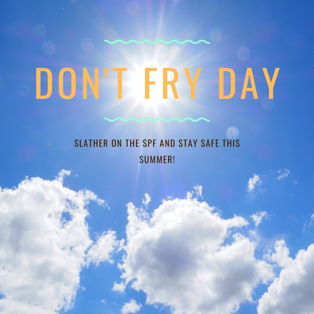 Spaveapp's tweet photo. It's national Don't Fry Day! Keep you and your loved ones healthy this holiday weekend by practicing sun safety!
#DontFryDay #Spave https://t.co/RY0mCqocrV