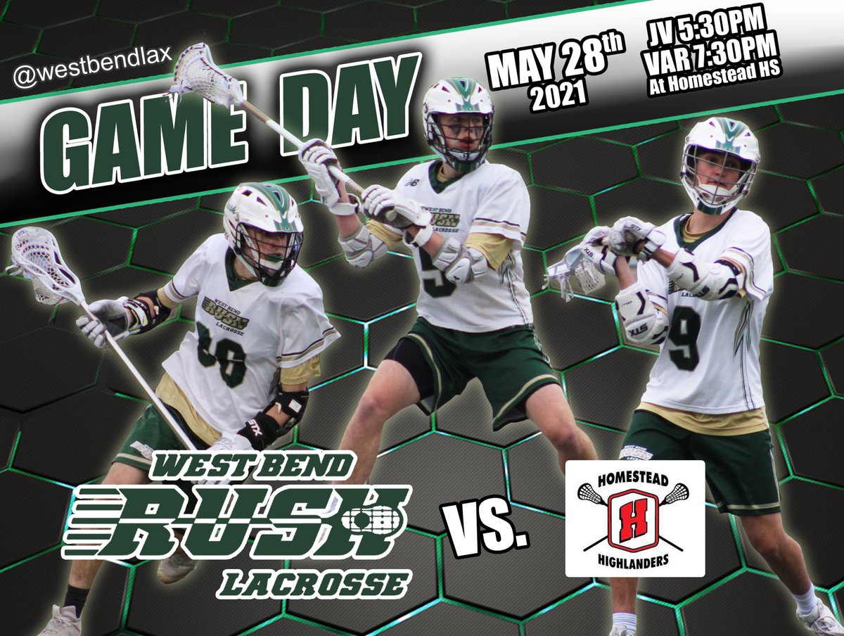 WestBendLax's tweet photo. Friday Night Lights!
•••
Rush travel to Homestead to take on the Highlanders! $5 admission fee for tonight’s game to go to the “Fight Against Cancer”!
•••
#RollRush #WeEatThose https://t.co/h0zPBI48qM