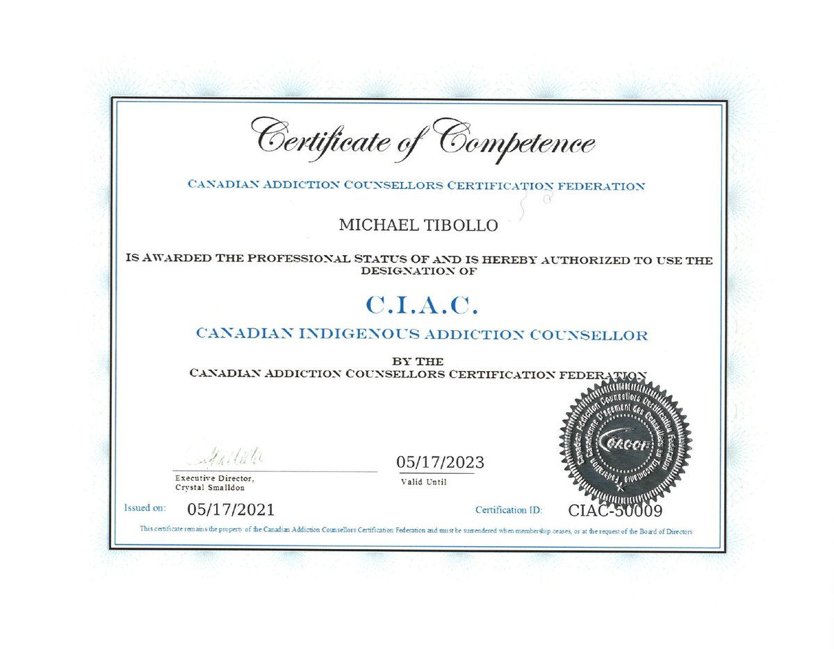 MichaelTibollo's tweet photo. I've always said that you can never be too old to learn. A heartfelt thank you to Crystal Smalldon of @CACCF_Canada for presenting me with my certificates this week. I'm honoured to be the first person in Canada to receive the CACCF's Recovery Coach certification. 

#MentalHealth https://t.co/a9jHwtyOKC