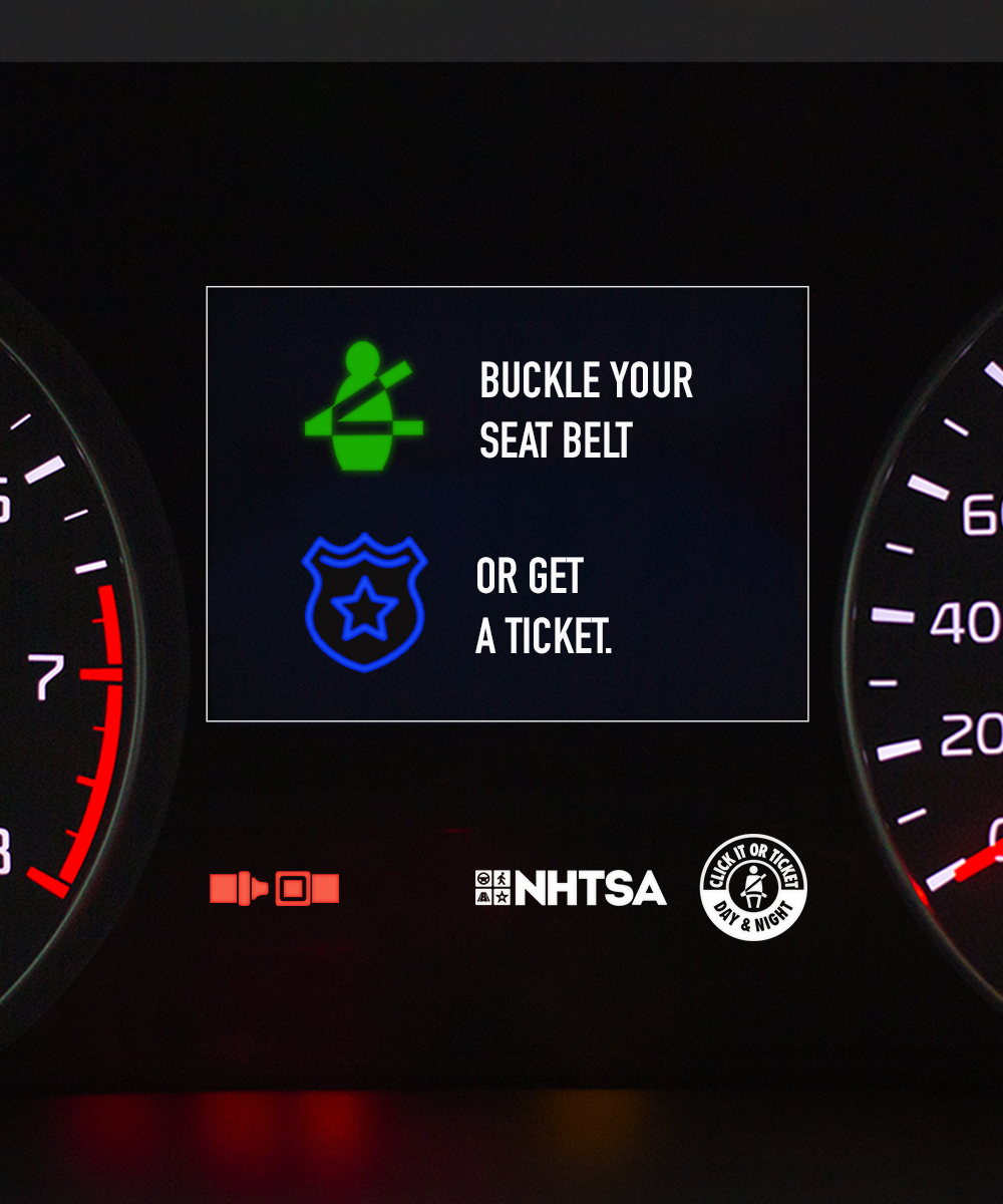 Hitting the backroads for a long drive or running into town for errands? No matter your destination, buckle up your seat belt – day or night. #ClickItOrTicket