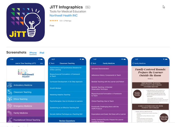 This is such a great point-of-care #teaching resource. Well Done @AFornari1 and @NorthwellHealth #mededucators!! Just downloaded the JiTT #Infographics app! apps.apple.com/us/app/jitt-in…