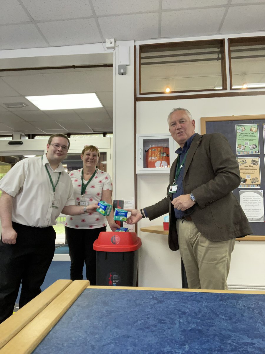 CMarknuti's tweet photo. Chertsey library getting in on the action and donating to a fantastic cause - let’s make sure everyone hears about Period Poverty https://t.co/c40jkJvZcw
