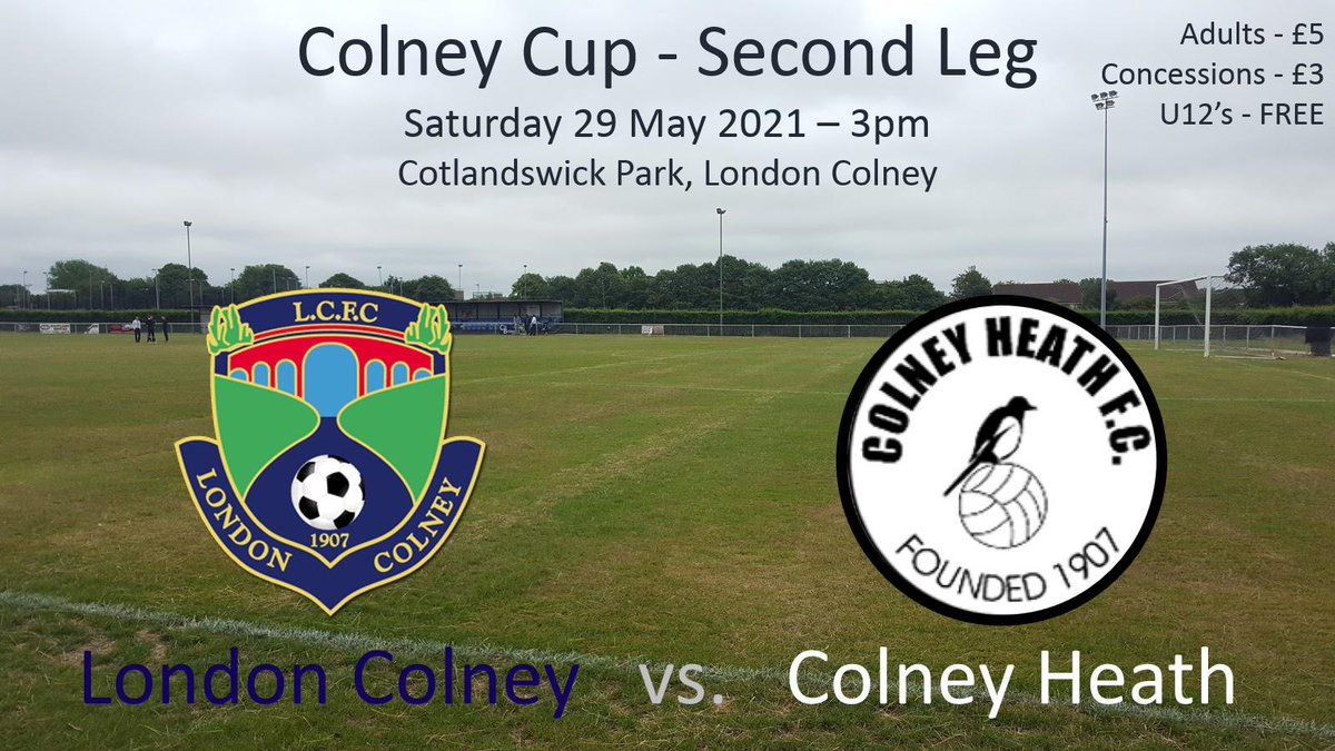 COLNEY CUP 2ND LEG | 🏆 Tomorrow is the 2nd leg of the Colney Cup, we currently lead 2-1 on aggregate after our 1st leg win against our fierce rivals! 🤩 📆: Saturday 29th May ⏰: 3pm 🆚: @LCFC1907 🎫: £5 Adults, £3 Concessions, U12s FREE 📍: Cotlandswick Park 🏆: Colney Cup