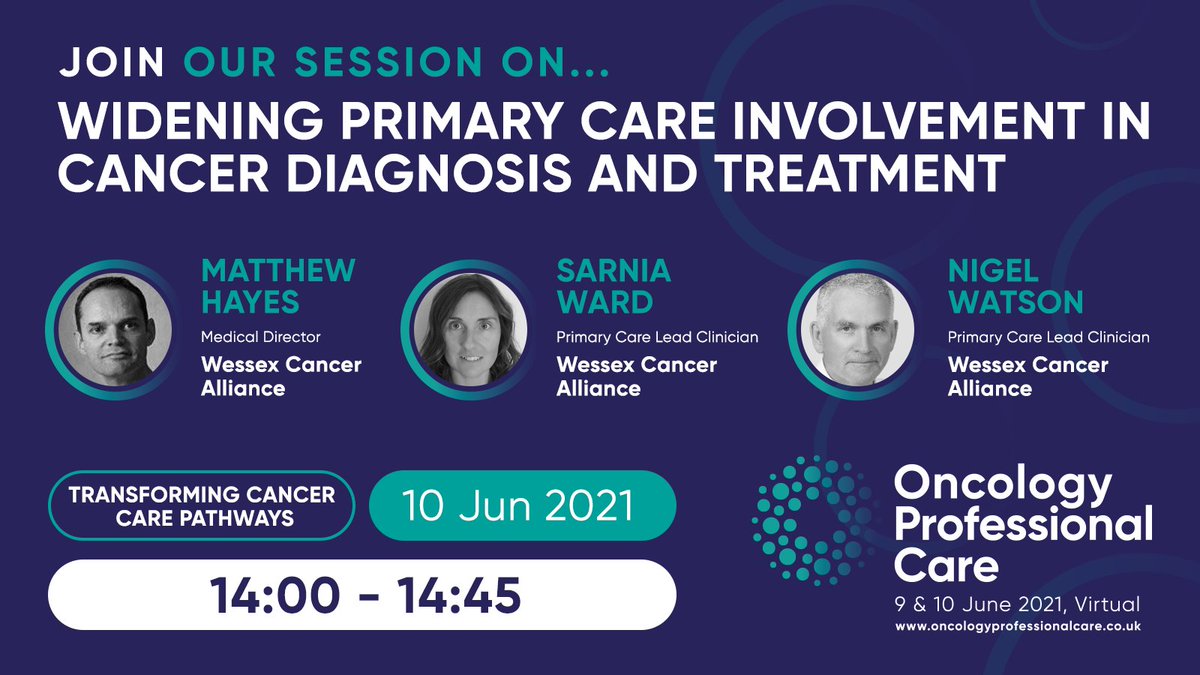 Our medical director @drmatthayes &amp; <a href="/nfwatson26/">Nigel Watson</a> &amp; Sarnia Ward are speaking at the #OPCVirtual21, an online educational conference, covering major topics around COVID 19 and cancer-care. Secure your free pass today at: oncologyprofessionalcare.co.uk/matthewhayes