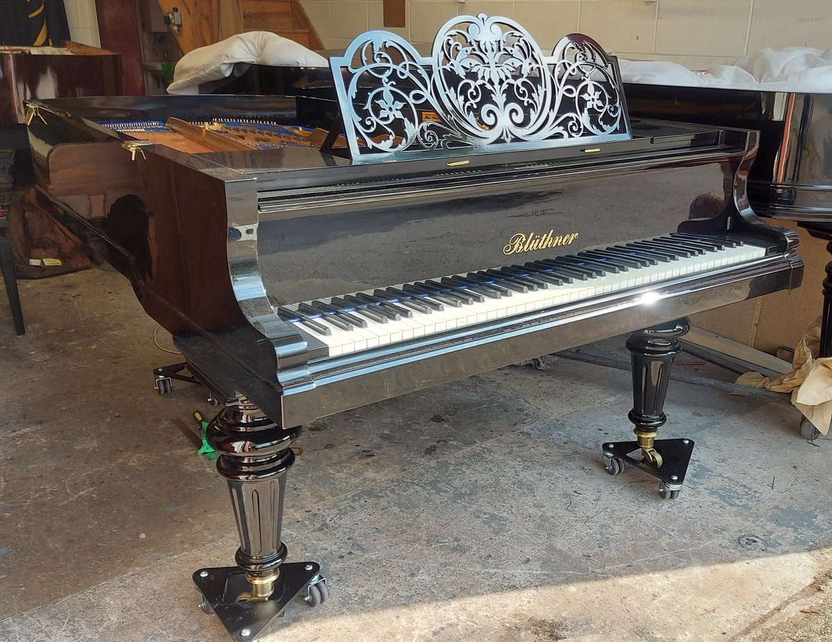 piano_workshop's tweet photo. Having a quick check over of a Bluthner we rebuilt last year, now with easing of restrictions it can be delivered! 🥳
#workshoplife #restoration #rebuild #blackbeauty #aintitgrand #grandpiano #bluthner #madeitshiny #modernfinish #notfrenchpolish #thepianoworkshop #northyorkshire https://t.co/o9osTO4mbE