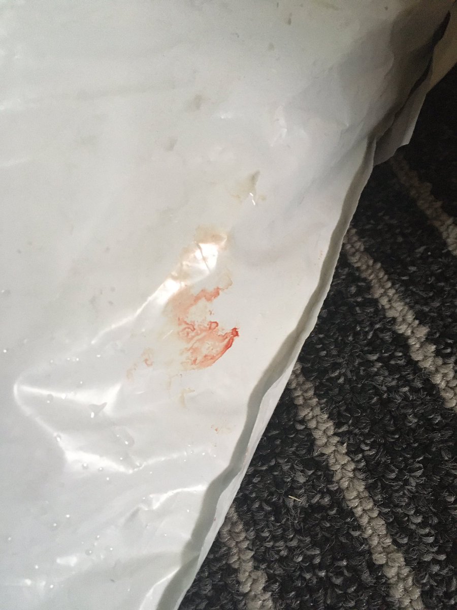 Um... just curious. Why is there blood on my package? <a href="/canadaposthelps/">Canada Post Helps</a> #wtf