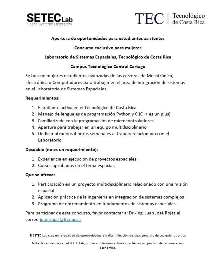 SETECLaboratory's tweet image. Apertura de asistencias en el SETEC Lab para mujeres