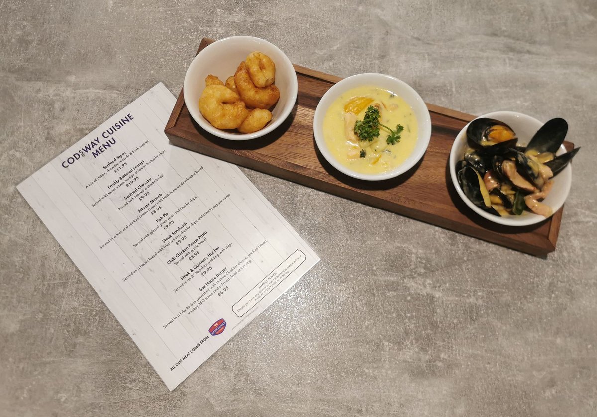 JamieBill1's tweet photo. Sampling the fab new menu available at The Cods Way, Bushmills from Friday 4th June - so much more than fish n chips! https://t.co/qeNzCR5s6u