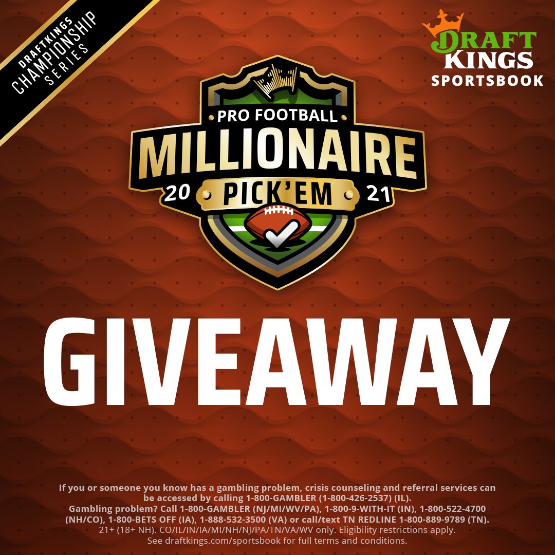 DKSportsbook's tweet image. GIVEAWAY TIME!

Who wants a FREE entry into the 2021 Pro Football Millionaire Pick &apos;Em with a shot at the $4M top prize? 

TO ENTER:
1️⃣  RETWEET
2️⃣  LIKE
3️⃣  FOLLOW

$1,500 Value - Ends 6/1/21 at 12:00 p.m. EST

Pick &apos;Em: bit.ly/3fNnHZk
T&amp;amp;Cs: bit.ly/3fQjBQ8