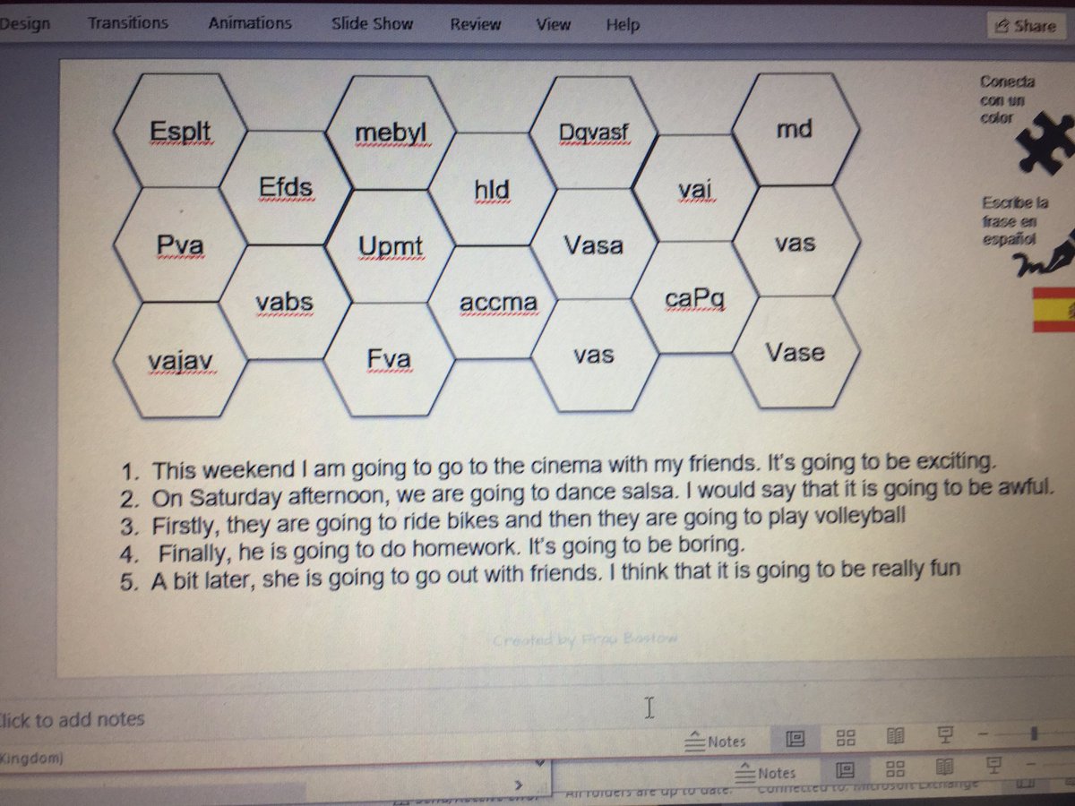 CrossleySenora's tweet photo. Bzzzy 🐝🐝adapting honey comb translation 🍯for Yr 8 Spanish Viva 1 module 5 ¿qué vas a hacer? @mfl_swavesey for after Half Term. Muchas gracias @SisaSilvia4 as showcased this week @linguascope https://t.co/OWPInS27Bh