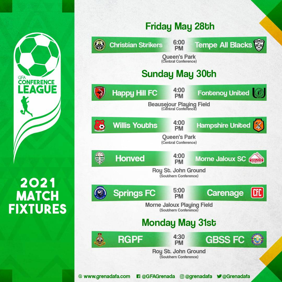GFAGrenada's tweet image. What a weekend it's going to be. 
Football and more Football.
#spicefootball 
#Conferencegames
#GFA