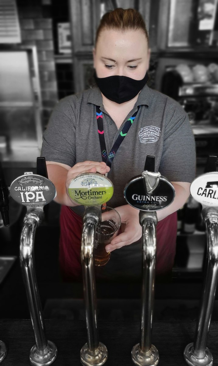 Meet the team!
Here we have Irina one of our Newest recruits at the Falcon doing what she does best! Even though you may not be able to see it behind the mask, Irina always has a smile on her face. Next time you're in make sure to say hi &amp; don't forget she pours a fab pint!