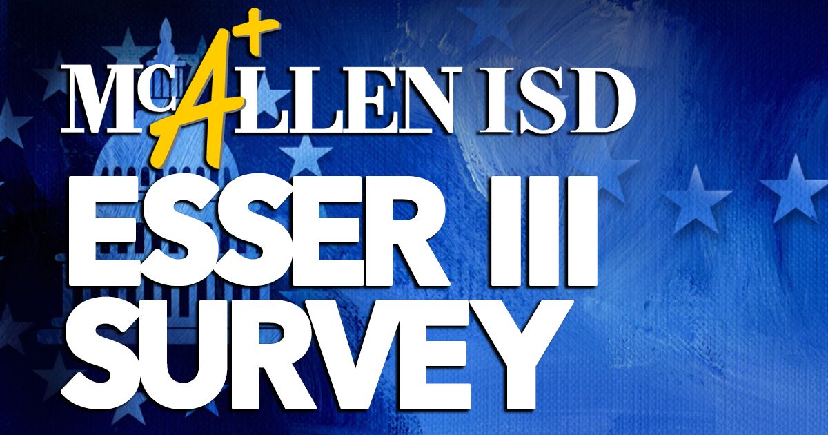 The American Rescue Plan signed into law in March included $122 billion in Elementary and Secondary School Emergency Relief (ESSER) funds for school districts across the country. 

McAllen ISD needs your input. Click here: buff.ly/3yMZ0VG