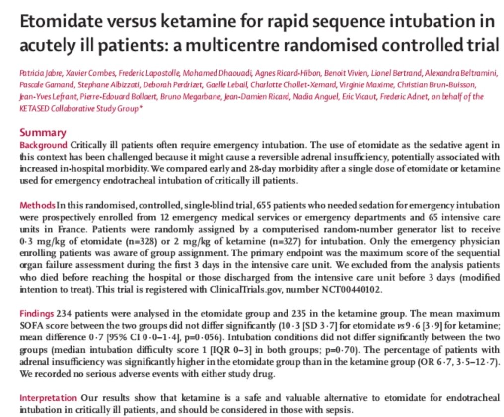 FeriSteve's tweet photo. Rotating in Anesthesia....

Them :"Why does ED always tube with ketamine?"

Me: "Because we can read..."

I personally use etomidate just as often, but to completely write off ketamine is just ignorant, especially in sepsis.

#emergencymedicine #reglife #resuswankers https://t.co/hehyattdD9