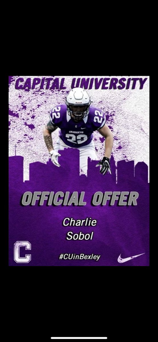 CharlieSobol's tweet photo. Excited to receive my first from @CapitalU_FB thank you to @CoachFoos and @CoachMWright for taking us around campus. https://t.co/g6lZH7R8Yj