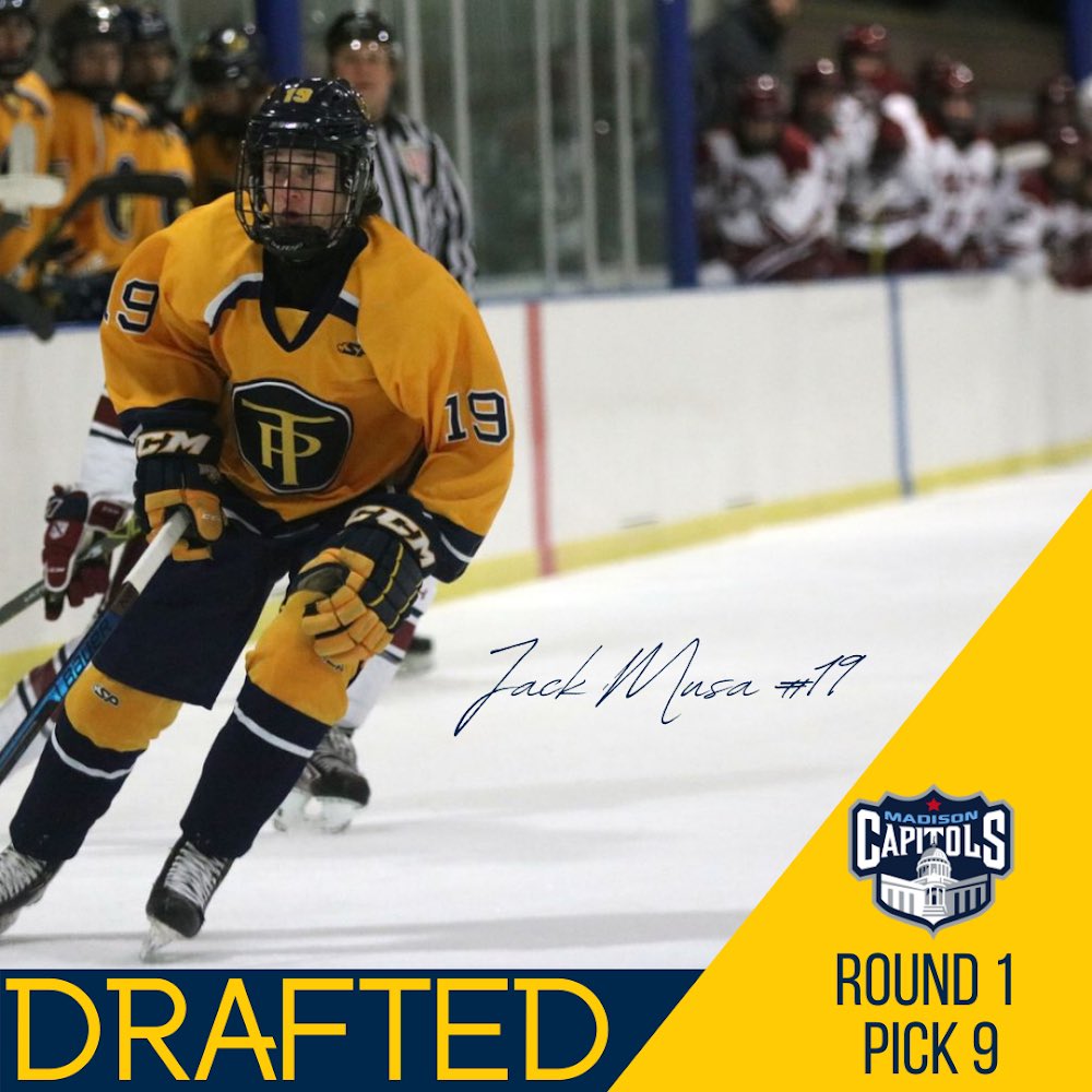 Congrats to Jack Musa '21 who was selected in the first round (9th overall) in the @USHL draft by the @MadCapsHockey #rollpride