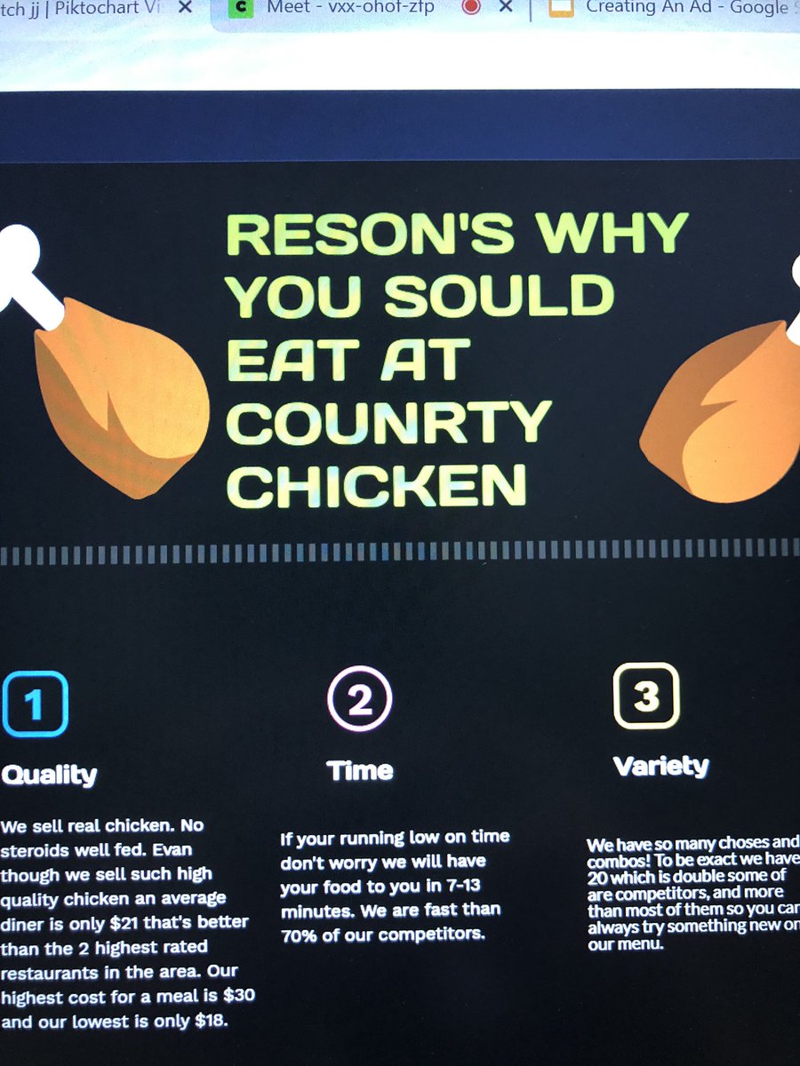 Great job by these Grade 7’s  <a href="/GoodfellowPS/">Goodfellow P.S.</a> who used restaurant statistics to create intriguing sales pitches using infographics. <a href="/scdsbmath/">SCDSB Math</a> <a href="/SCDSBLiteracy/">SCDSBliteracy</a> <a href="/piktochart/">Piktochart</a>
