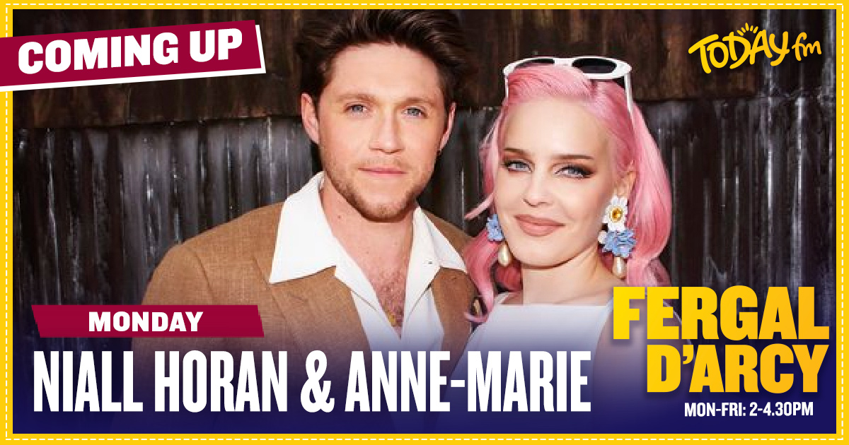 TodayFM's tweet photo. 🚨 DO NOT MISS 🚨 @NiallOfficial &amp; @AnneMarie join @FERGDARCY this coming Monday to chat about their brilliant new single #OurSong, Niall’s new music &amp; the real reason Niall wasn’t allowed into Anne-Marie’s trailer for their 🎦 shoot!
 
Monday from 2pm - https://t.co/NNGof4amsf https://t.co/7wApIID7HQ