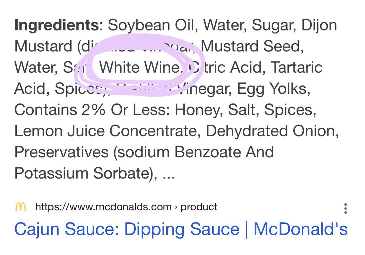 milfmonkeys's tweet photo. PLS RT /SRS ‼️‼️

the new mcdonald’s cajun sauce has white wine in it!! anyone who’s not allowed to consume alcohol for religious purposes PLEASE STAY AWAY FROM IT !! https://t.co/2p670SsiI1