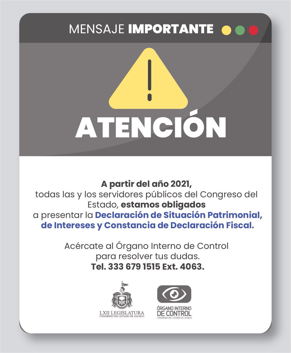 Rulbermudez's tweet image. Debido a la demanda del sistema #SiDECLARA en el @LegislativoJal, la Jefatura de Declaraciones de la @ContraloriaPLEJ estará atendiendo este sábado y domingo a los servidores públicos que requieran apoyo en el llenado de su declaración. 

Recuerda que no hacerlo es sancionable!🚨