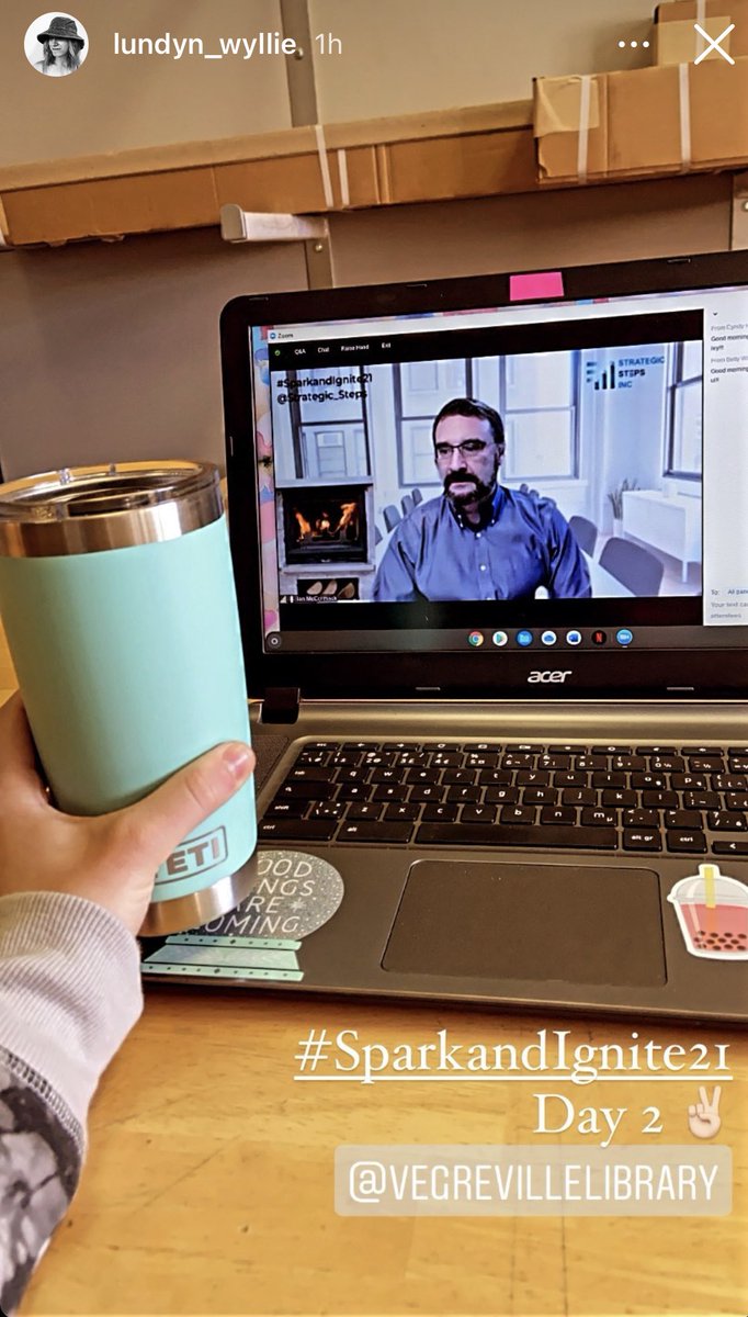 Mom2Xena's tweet image. Love when Board Members are engaged and love listening to ⁦@ian_mccor⁩ speak as much as I do! #sparkandignite21 ⁦@NLLS_Alberta⁩ #libraryconference