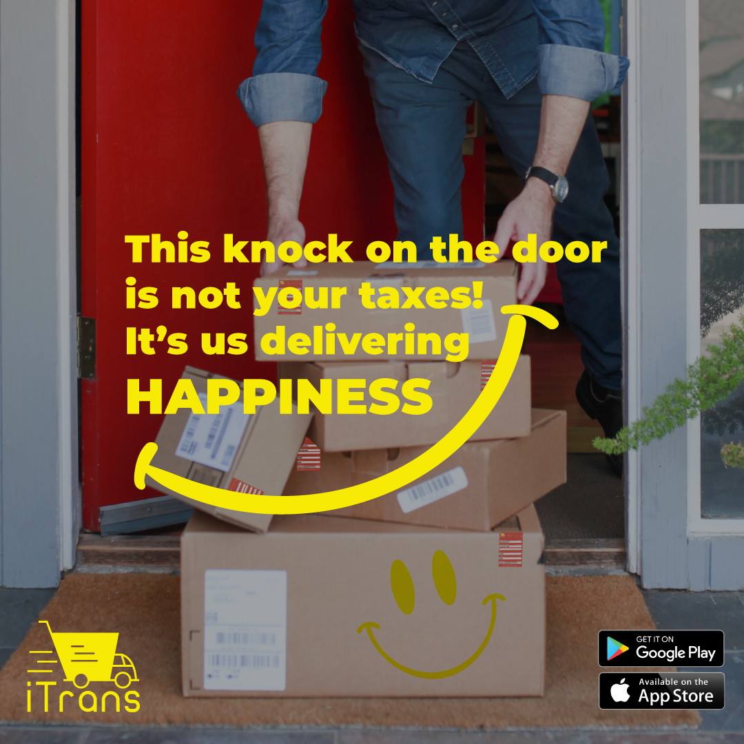This knock on the door is not your taxes! 
It’s us delivering happiness.

itransoman.com

#آي_ترانس 
#اشحن_اسرع_مما_تتخيل #شحن_في_عمان #شحن_سريع #توصيل_في_مسقط #توصيل_هدايا #توصيل_طلبات #توصيل_ورد #نقل #بضائع #منتجات #منتج
#itrans #deliveryinoman #shippinginmuscat