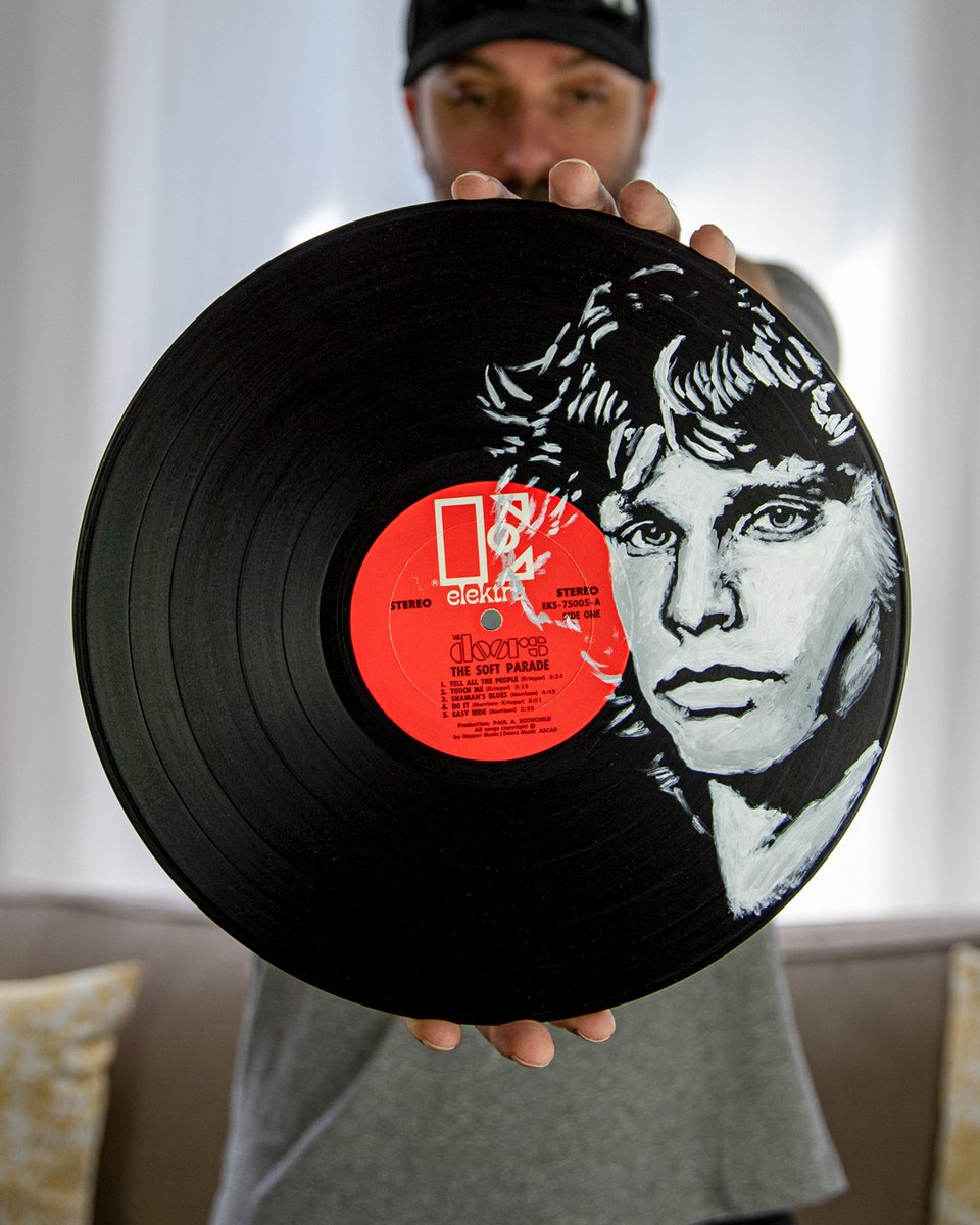 timdeckerart's tweet photo. #Painting a stack of #vintage #records. Video coming soon. @JimMorrison @TheDoors https://t.co/qhWYGQbWLn