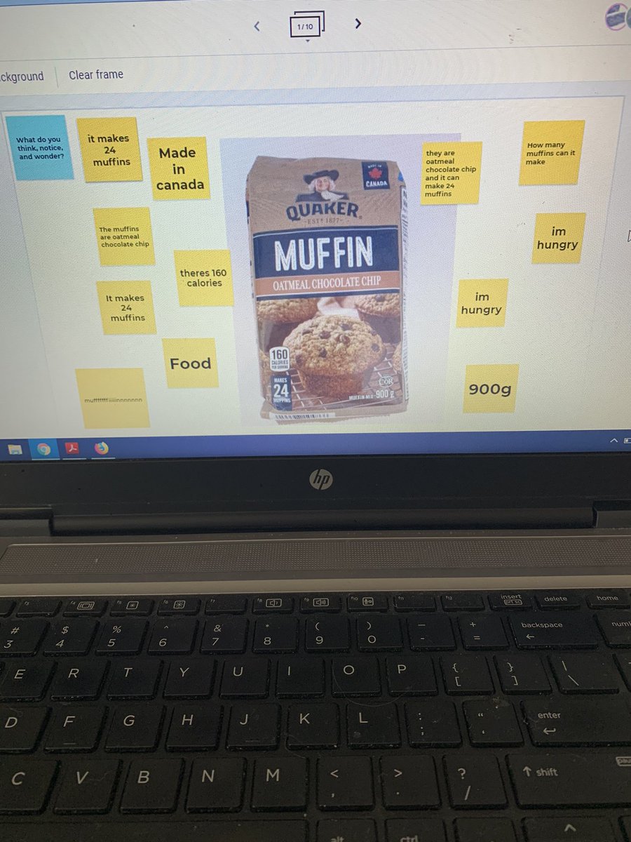 Ms_Lauther's tweet photo. Today in math grade 4/5/6 attended my baking show 😂 We did some predicting about why class was in my kitchen today and used Jamboard to share our thoughts and solve some fraction and percentage related problems! https://t.co/wDvpKuqz61