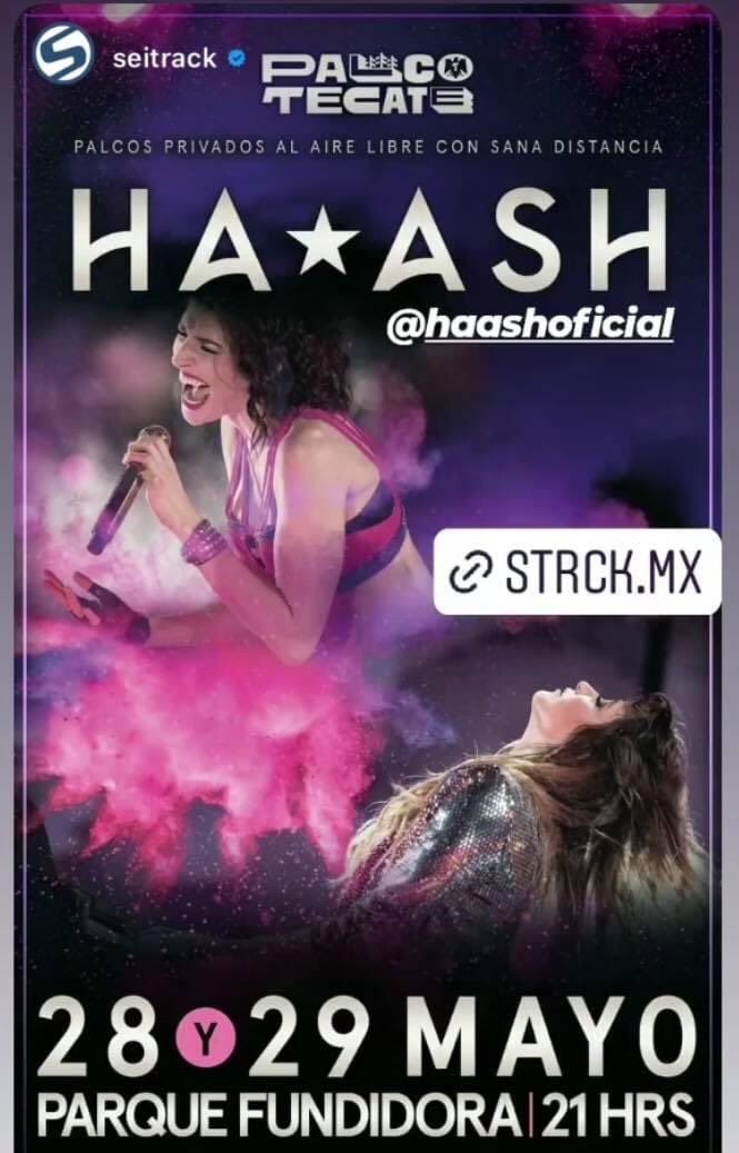 FcHaAshUSA's tweet photo. Después de más de un año fuera de los escenarios, HOY si HOY es el día!! Regresan con toda la energía 🎸🎤 Amor ♥️ y entrega 💃🏻 que las caracteriza. Quien dijo YO 🙋🏻‍♂️ 
🚨PALCOS PRIVADOS AL AIRE LIBRE CON SANA DISTANCIA🚨 No te quedes fuera!!! Viernes 28 y sábado 29 @haashoficial✨ https://t.co/eg3v95gpGb