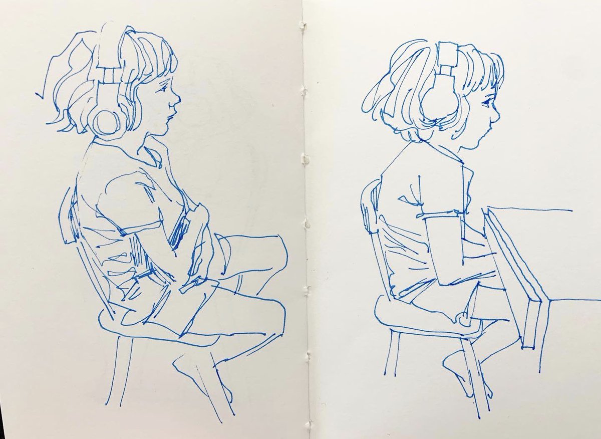 Today is my daughter Juni's last day of remote Kindergarten and I'm so proud of her. She's an amazing kid. Early on I decided I would document this strange year in my sketchbooks. Here are some of my faves /thread 