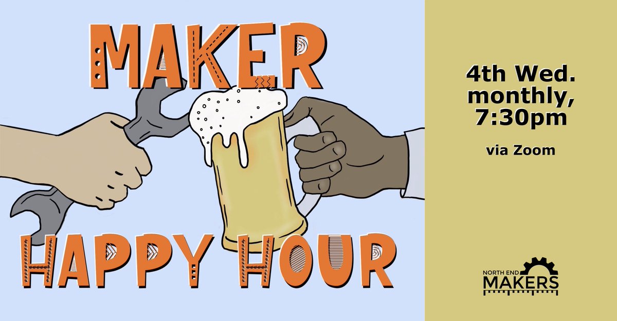 northendmakers's tweet photo. Maker Happy Hour is tomorrow night! A little bird told me there’s some big news! Join me at https://t.co/rCbVl0QahK #northendmakers #seattlemakers #makermeetup https://t.co/p55TsPyxHp