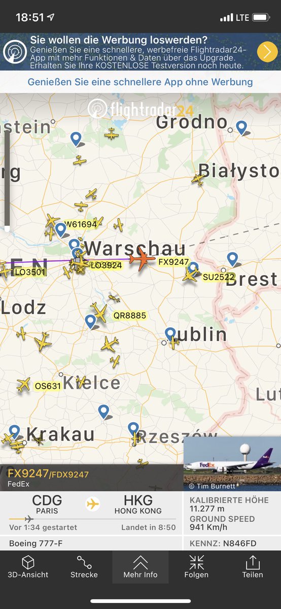 thomassauerbier's tweet photo. In diesen Minuten fliegt FedEx über #Weißrussland. Soviel zur Solidarität des Westens :-( #Belarus https://t.co/9r4kFyl4X7