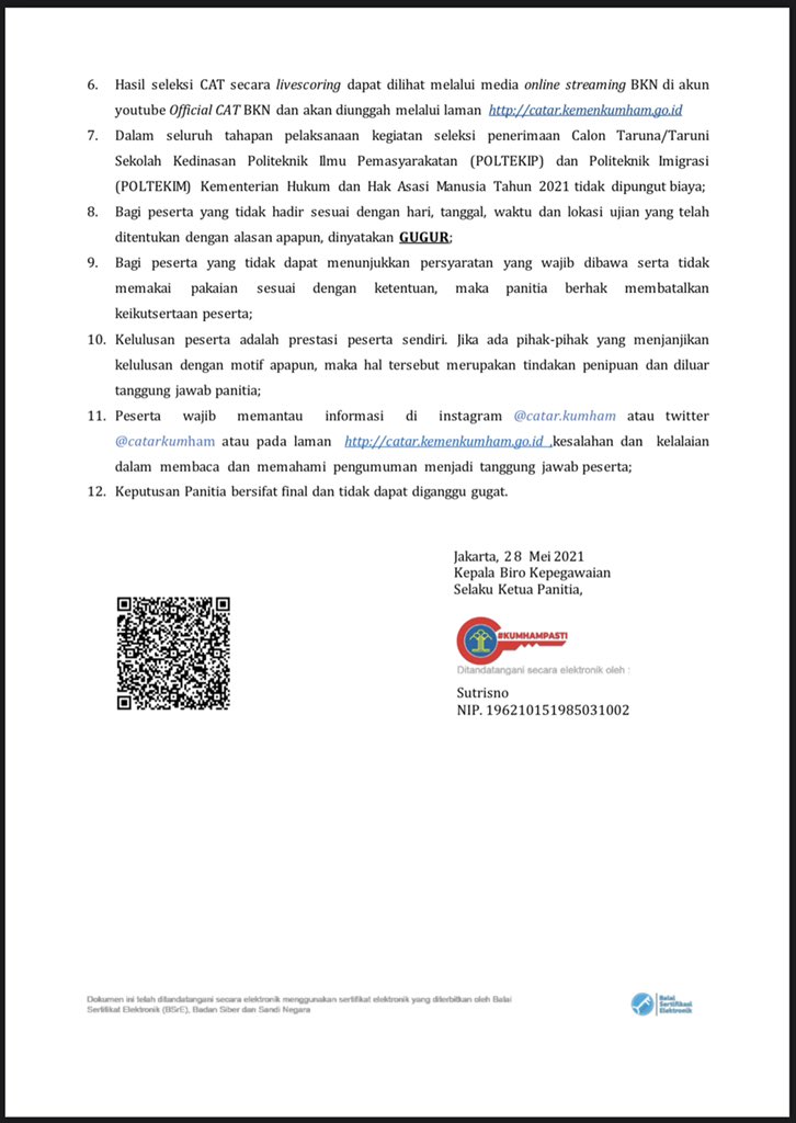 SELEKSI CATAR KEMENKUMHAM tweet media