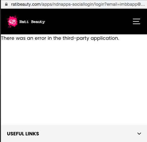 IndianMakeup's tweet photo. @ndnapps using the plugin on our shopify website. Users are getting msg that "there was an error in third-party application" please help. https://t.co/Pi8ngakYto