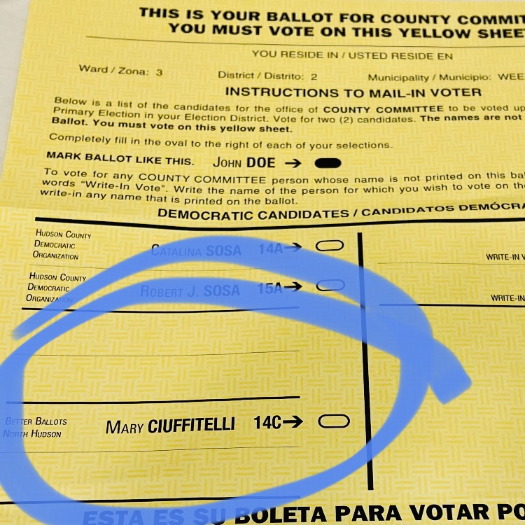 mary4committee's tweet photo. #BetterBallots! I am not running in Ballot Siberia. I’m running on Ballot Jupiter! I am not even on the mail-in ballot, but on a separate YELLOW insert. Looks like junk mail! No column: a “position.” Could  they make it more confusing?!  #votemaryciuffitelli @LWVNJ @nancysolomon2 https://t.co/mlVPCXJzi5