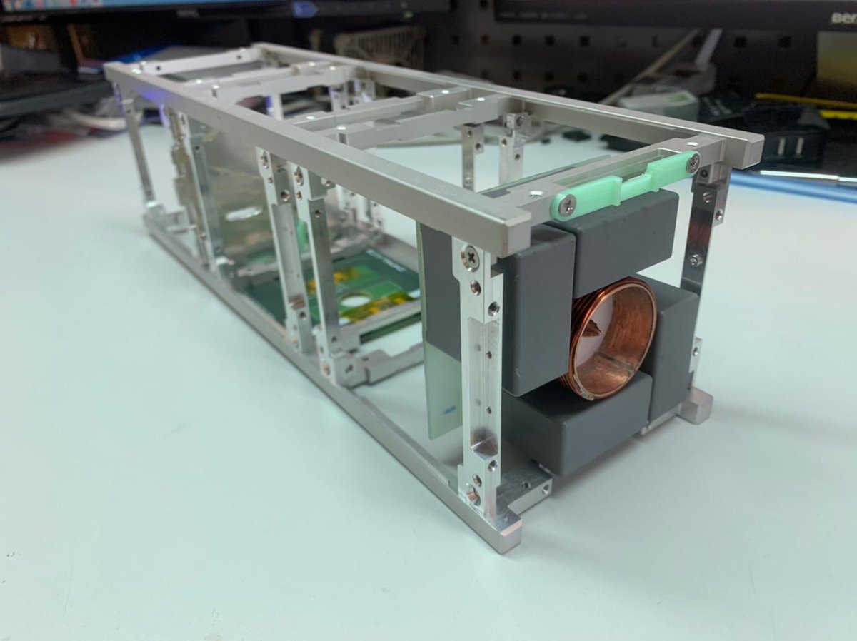 Sputnixru's tweet image. We conducted a rough fitting of a prototype of an ablative plasma engine for the cubesats. The engine is developed by MEPhI. It turned out to be compact with very good design characteristics which we plan to check during nearest flights. #satellite #mephi #space #satellite