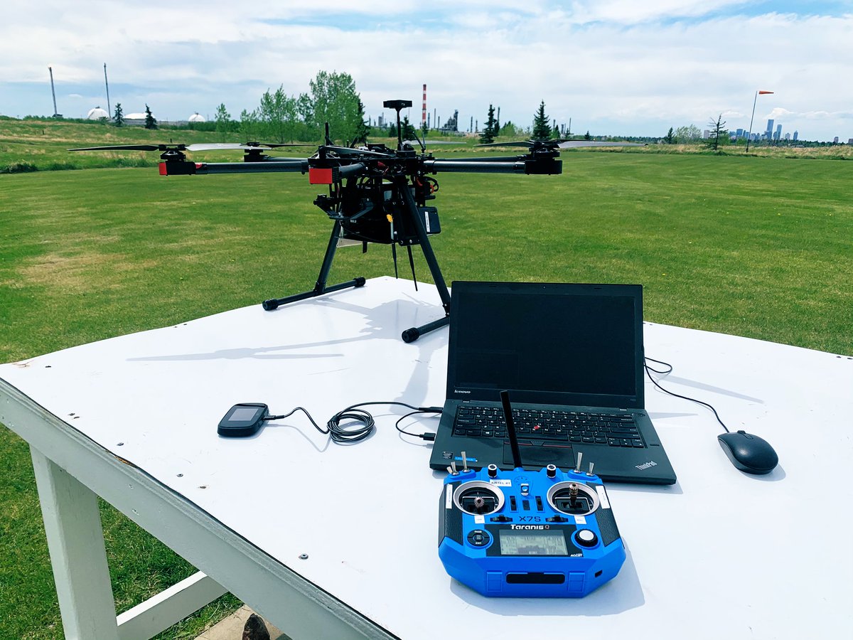 Quick test flight of #AirTel1 before the weather moves in. Our X6 is 4G/LTE connected over the Telus network and can be piloted remotely. #AirMarket #drones #BVLOS #Telus #UAS #RPAS