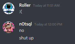 RollerGqrl's tweet photo. What is wrong with Sql... I was having a rough time and he tells me to shut up... How rude. https://t.co/NG6rka2xl1